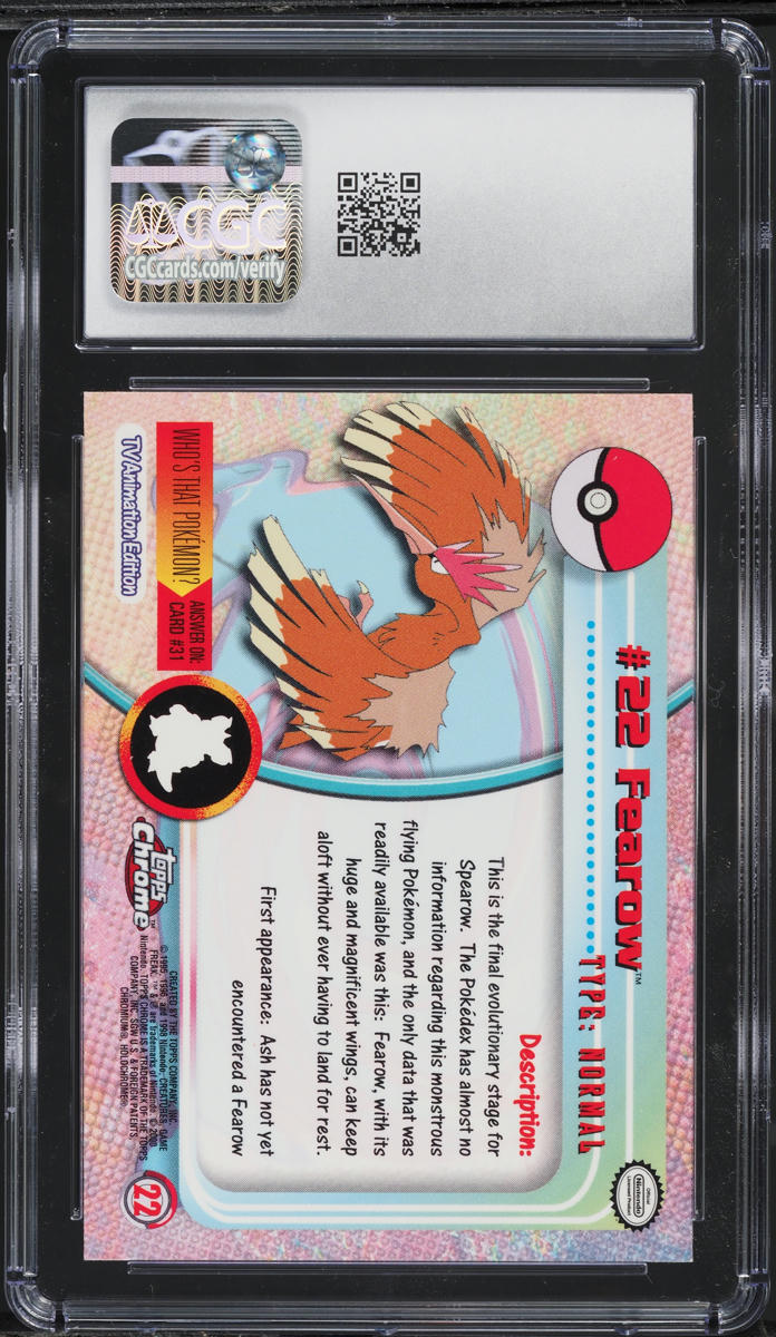 2000 Topps Chrome Pokemon Series 1 Fearow #22 CGC 8.5 NM-MT+ on Fanatics Collect 2000 Topps Chrome Pokemon Series 1 Fearow #22 CGC 8.5 NM-MT+ on Fanatics Collect