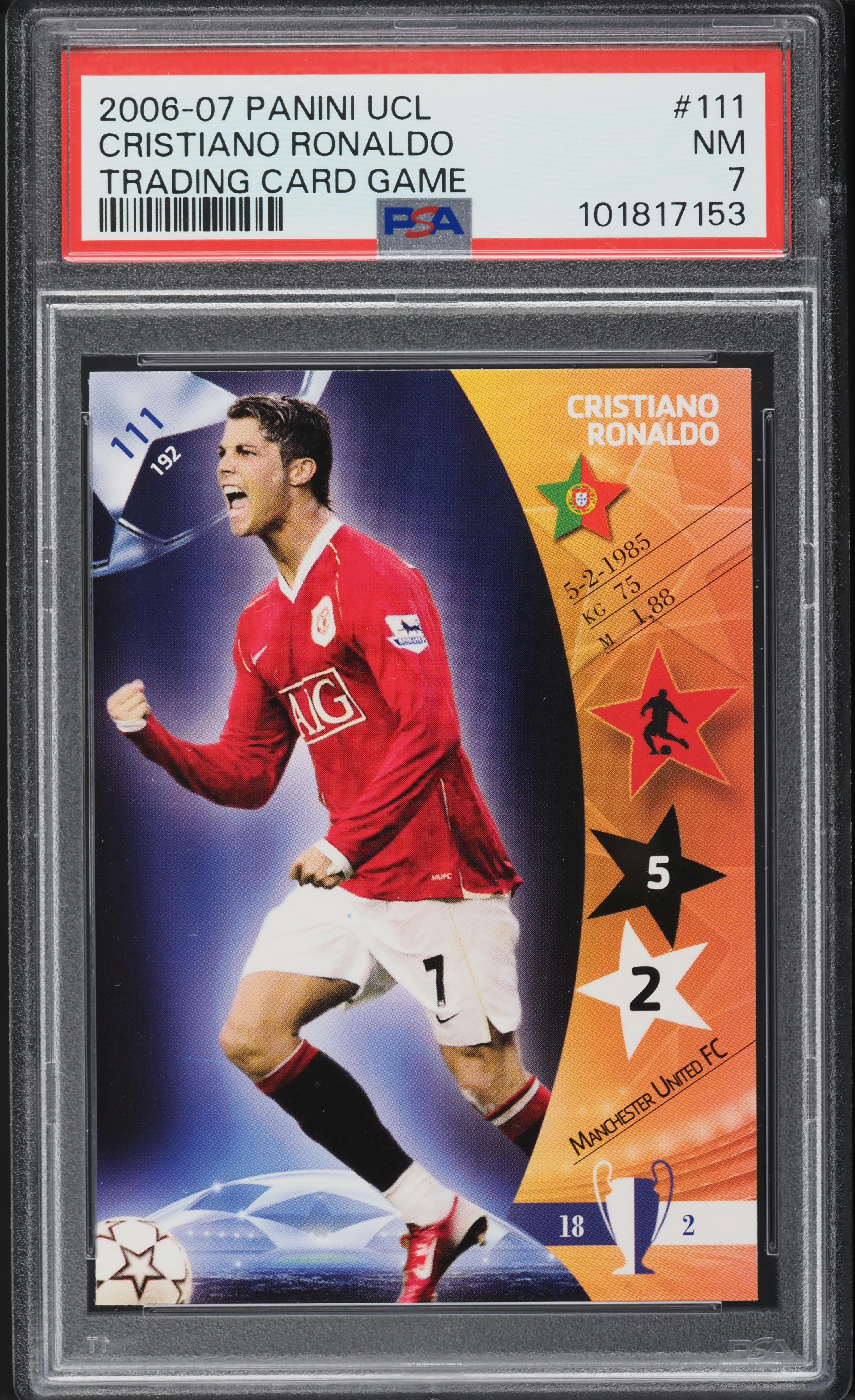 2006 Panini UEFA Champions League TCG Cristiano Ronaldo #111 PSA 7