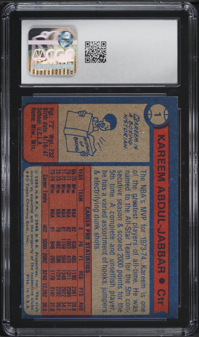 1974 Topps Basketball Kareem Abdul-Jabbar FIRST TEAM ALL-STARS #1 CGC 5.5 EX+