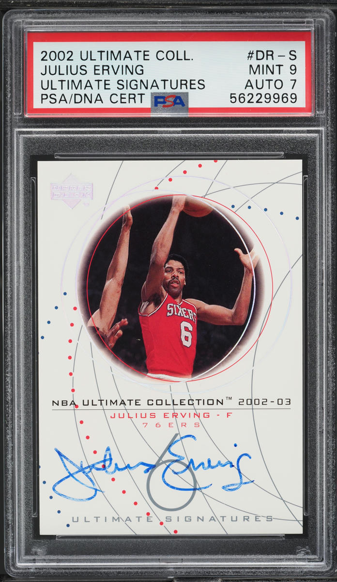 2002 Ultimate Collection Ultimate Signatures Julius Erving AUTO DNA 7 PSA 9 MINT