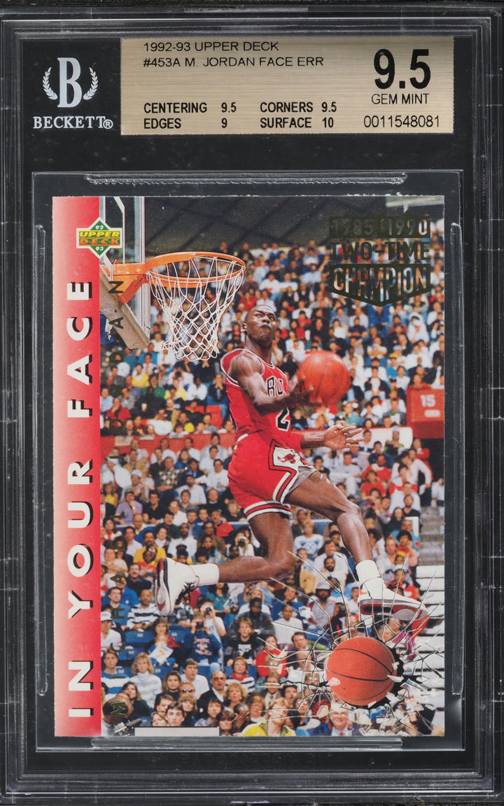 1992 Upper Deck Error Champ In 85 & 90 Michael Jordan #453 BGS 9.5 GEM MINT