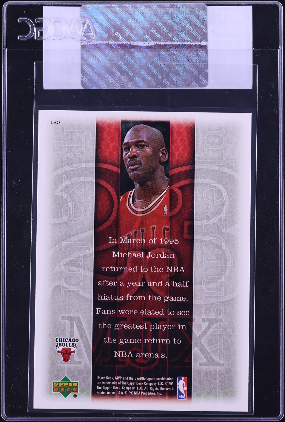 1999 Upper Deck MVP Michael Jordan #180 CGC AUTH