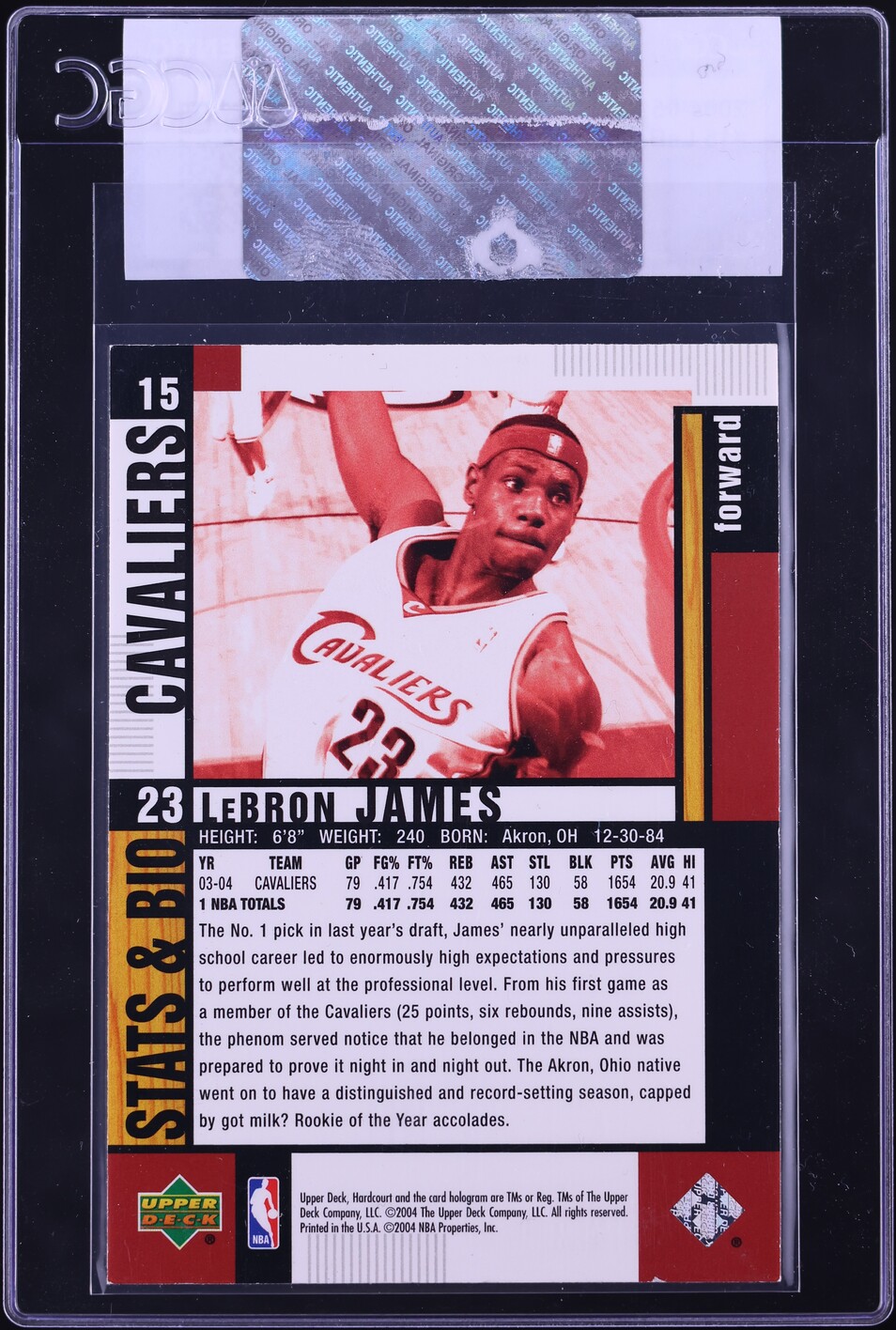2004 Upper Deck Hardcourt LeBron James #15 CGC AUTH