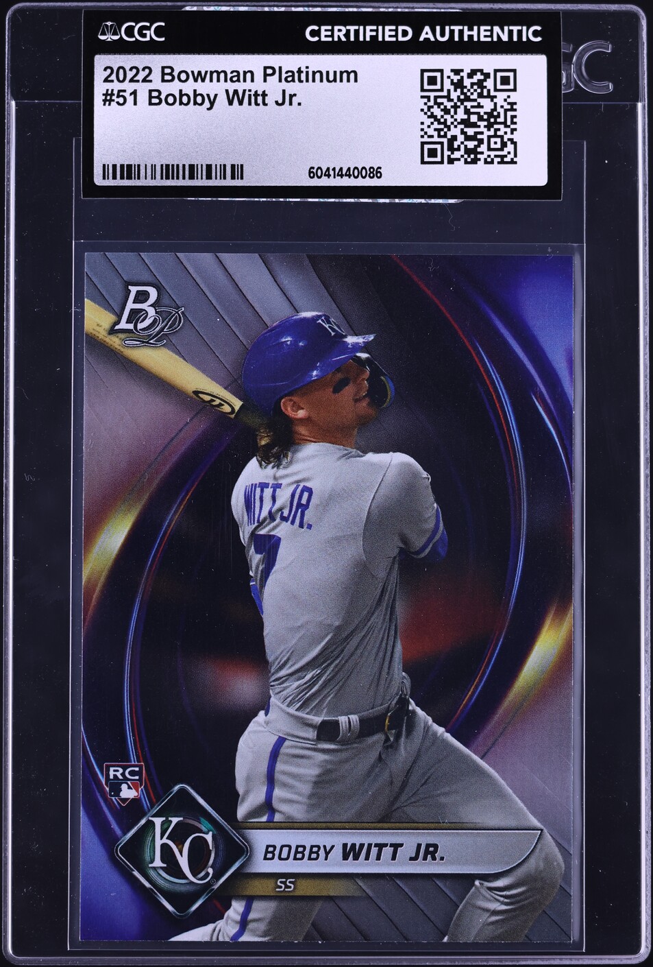 2022 Bowman Platinum Bobby Witt Jr. ROOKIE #51 CGC AUTH