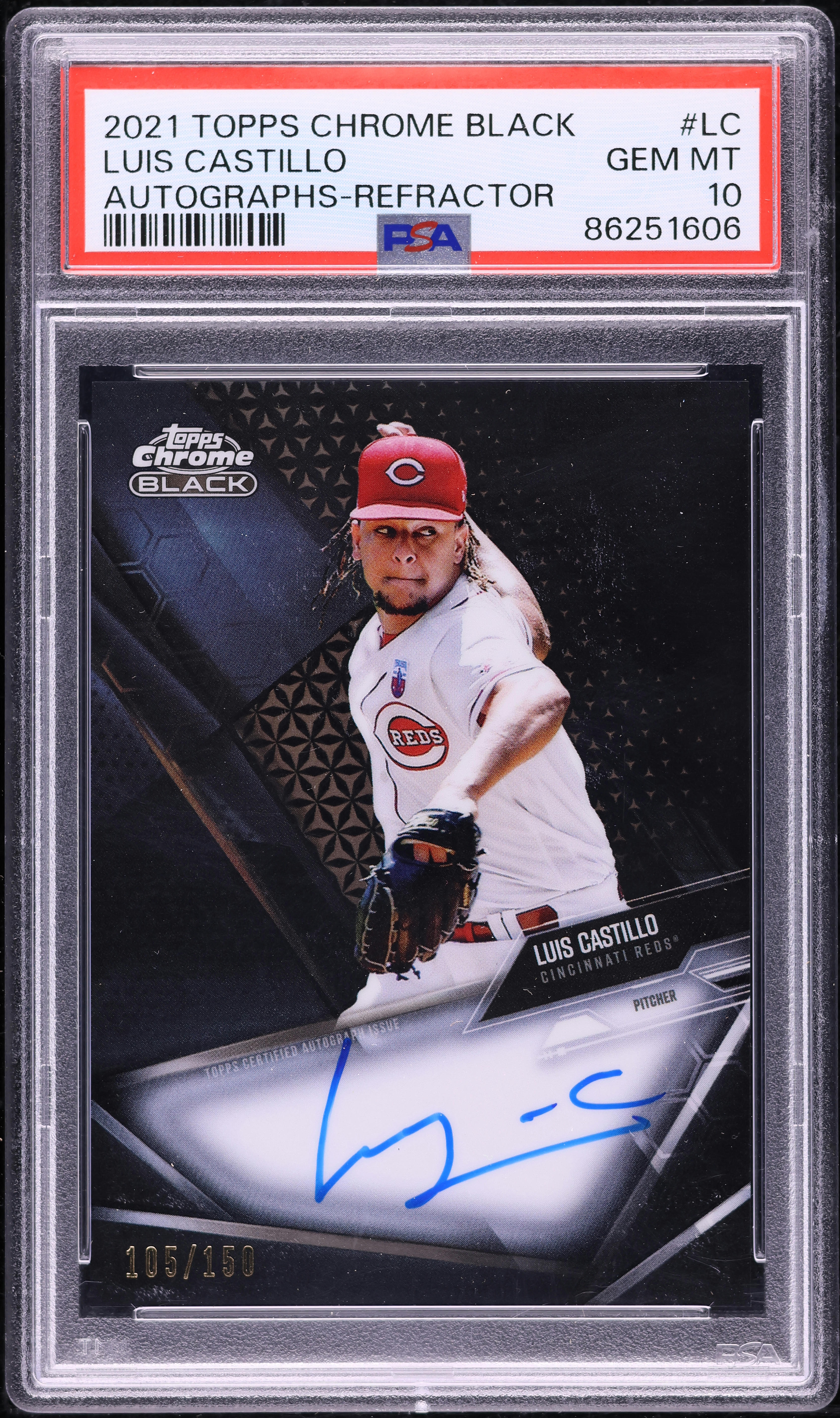2021 Topps Chrome Black Refractor Luis Castillo AUTO /150 #CBA-LC