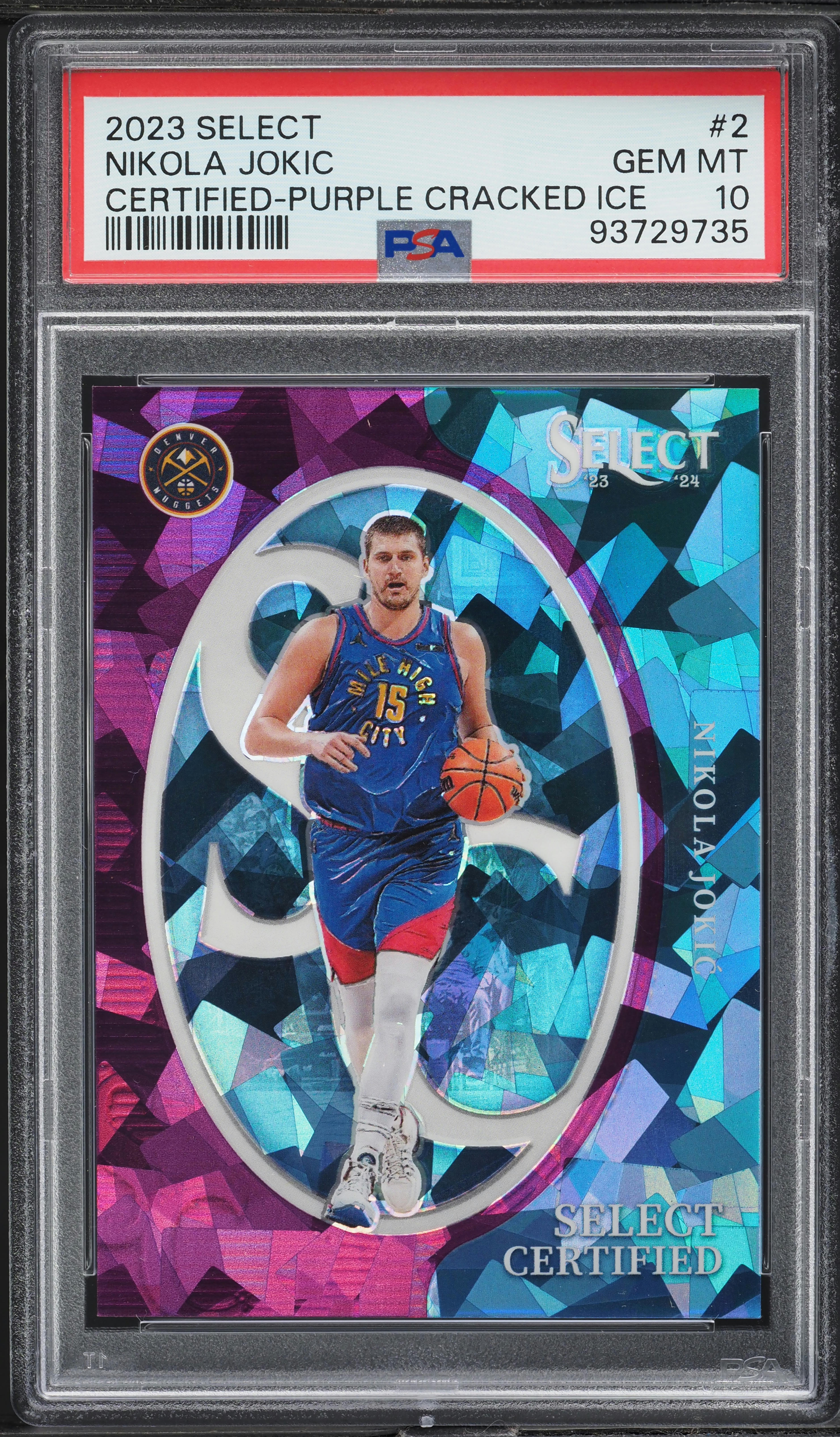 2023 Select Certified Purple Cracked Ice Nikola Jokic /75 #2 PSA