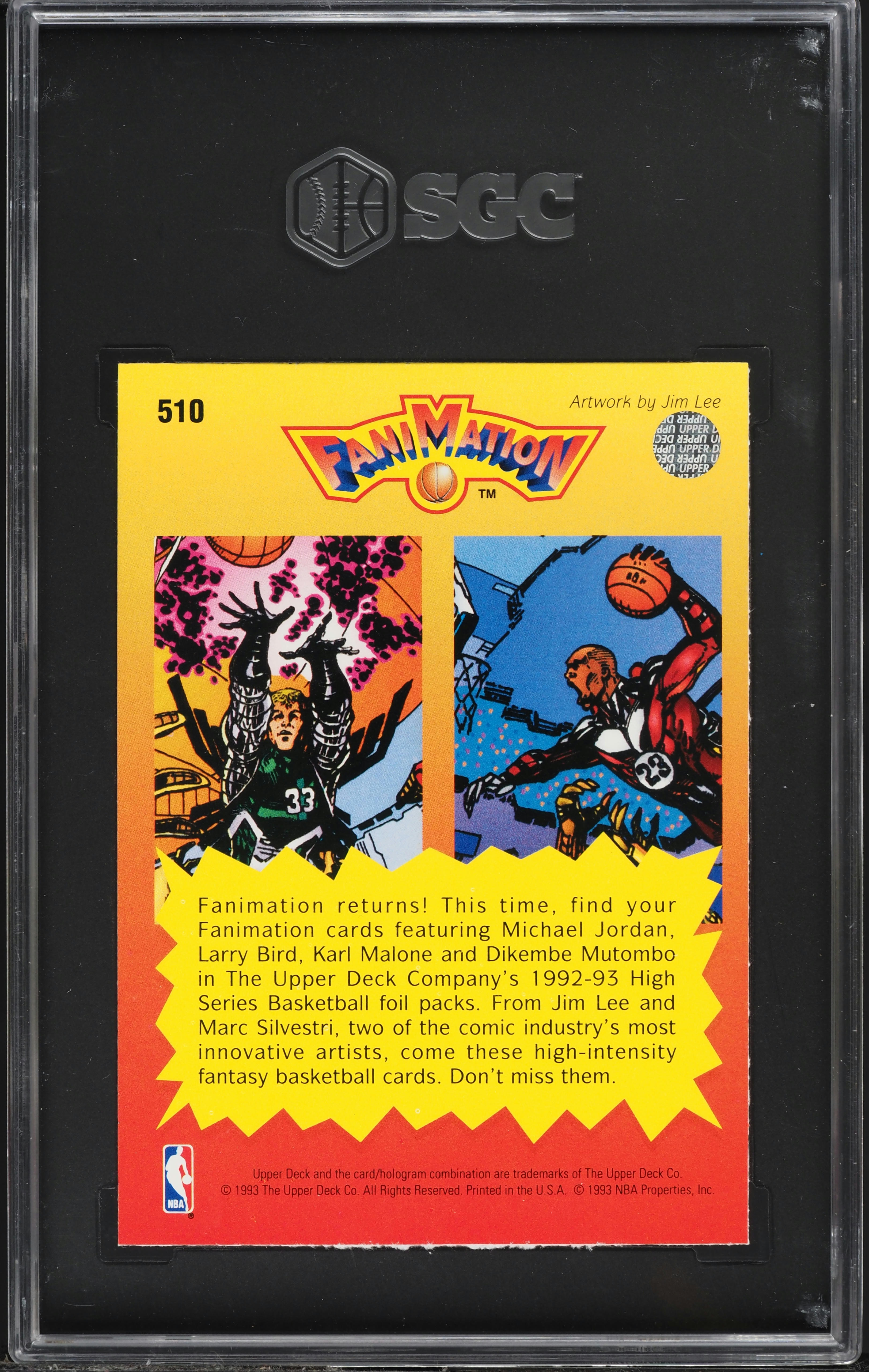 1992 Upper Deck Fanimation Larry Bird & Michael Jordan #510 SGC 10