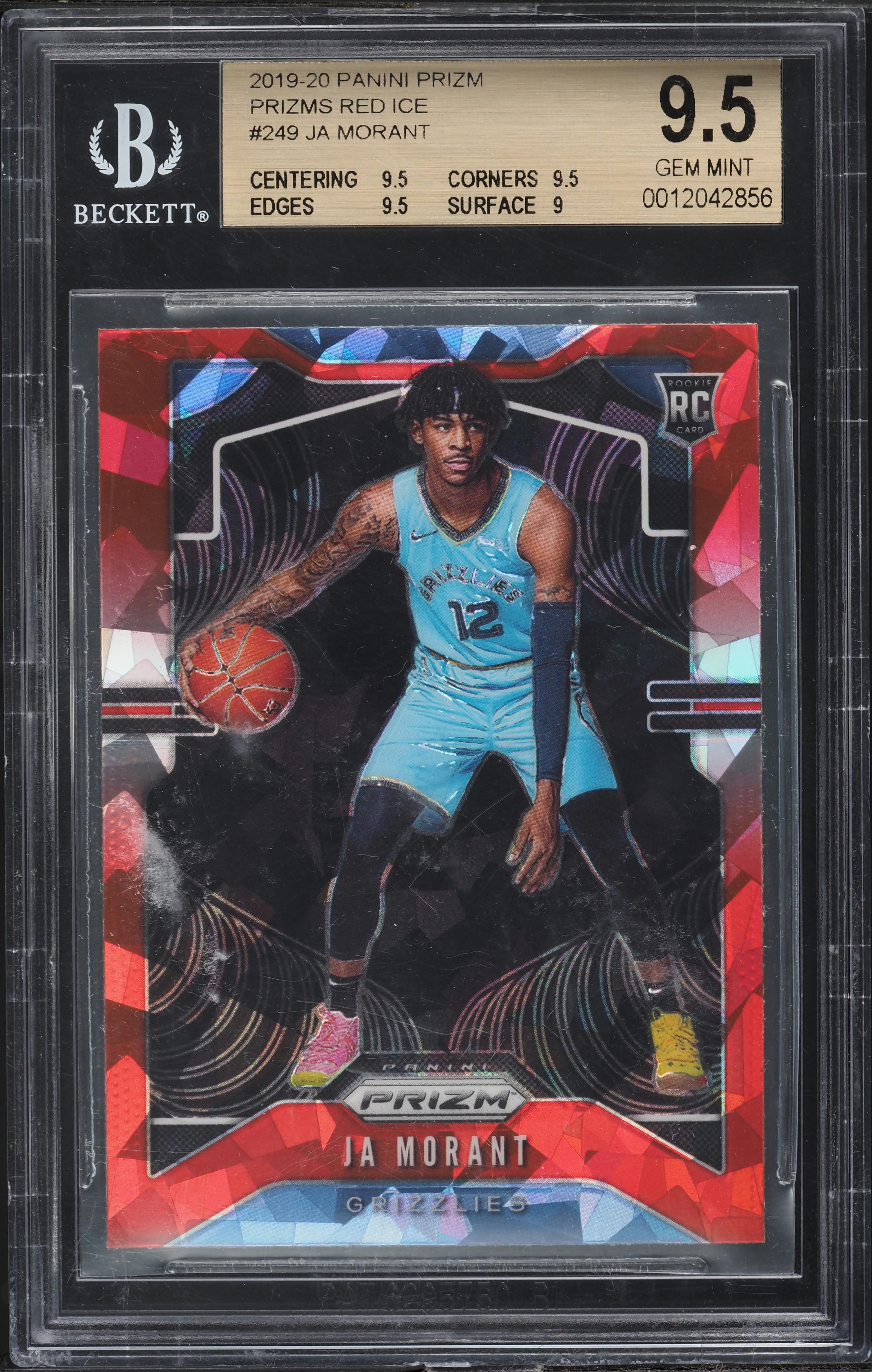 2019 Panini Prizm Red Ice Ja Morant ROOKIE #249 BGS 9.5 GEM MINT