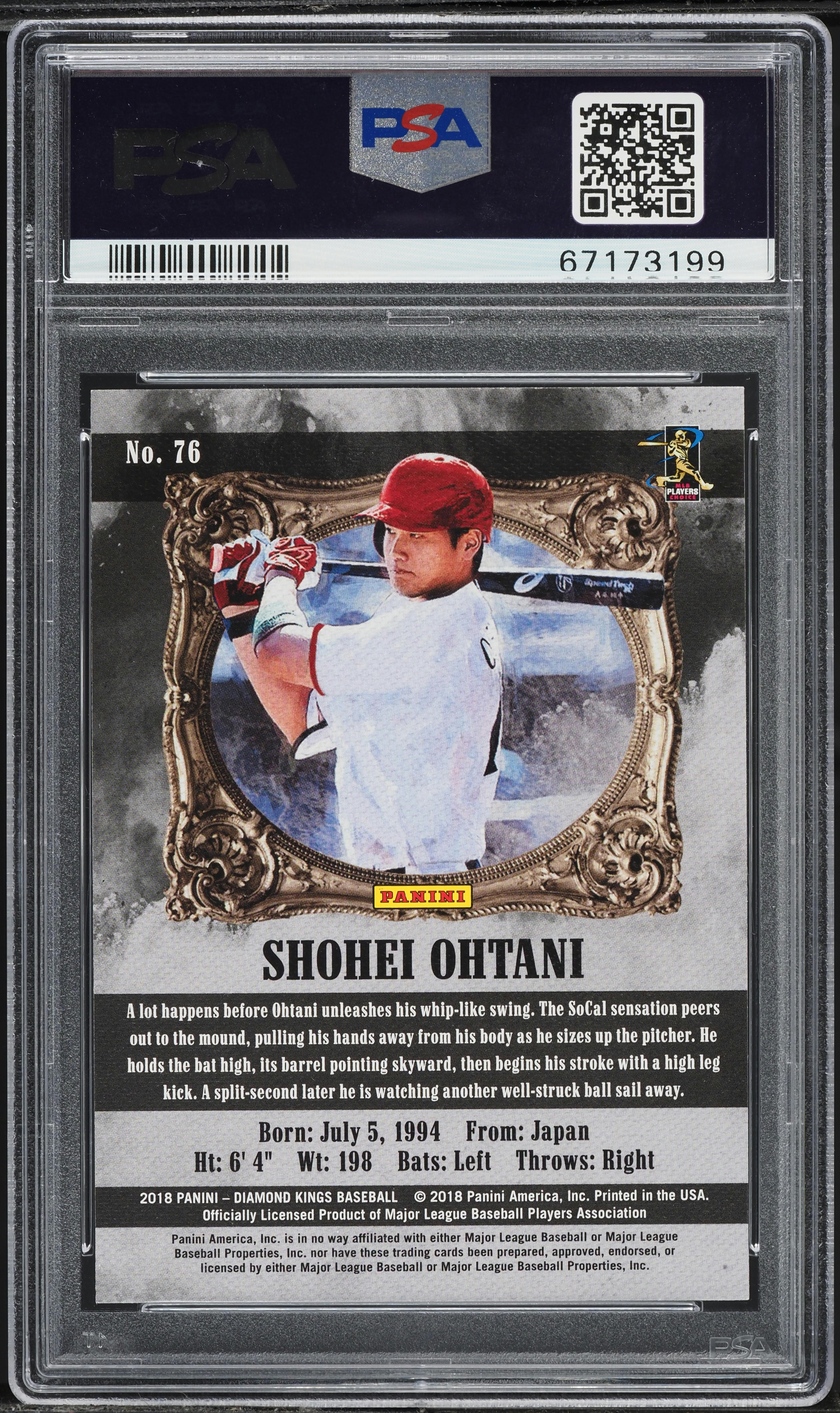 2018 Panini Diamond Kings Black & White Shohei Ohtani ROOKIE #76