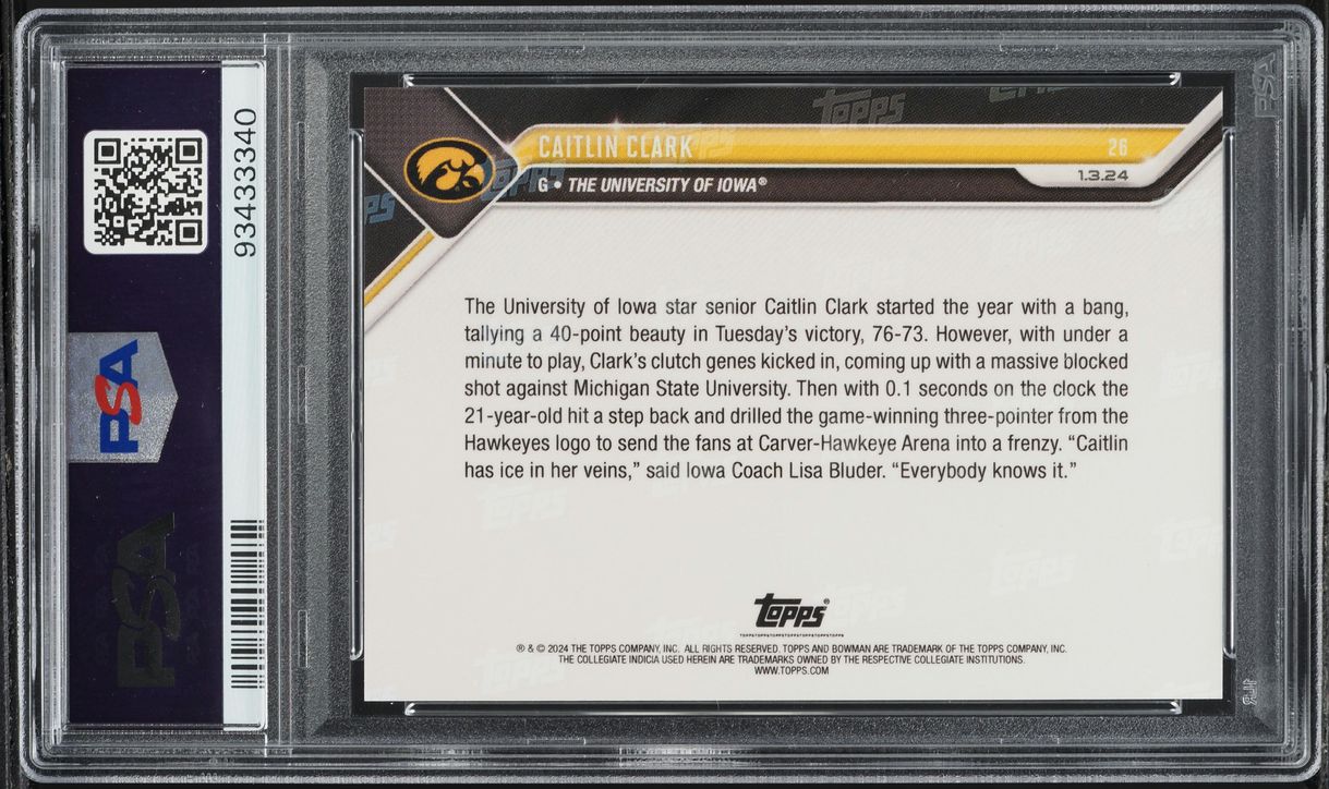 2023 Bowman U Now Caitlin Clark ROOKIE #26 PSA 10 GEM MINT