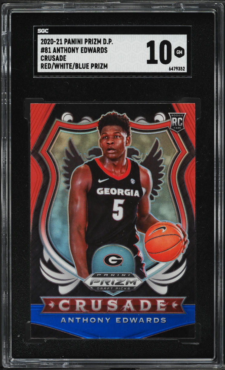 2020 Panini Prizm Draft Crusade Red White Blue Anthony Edwards ROOKIE #81 SGC 10