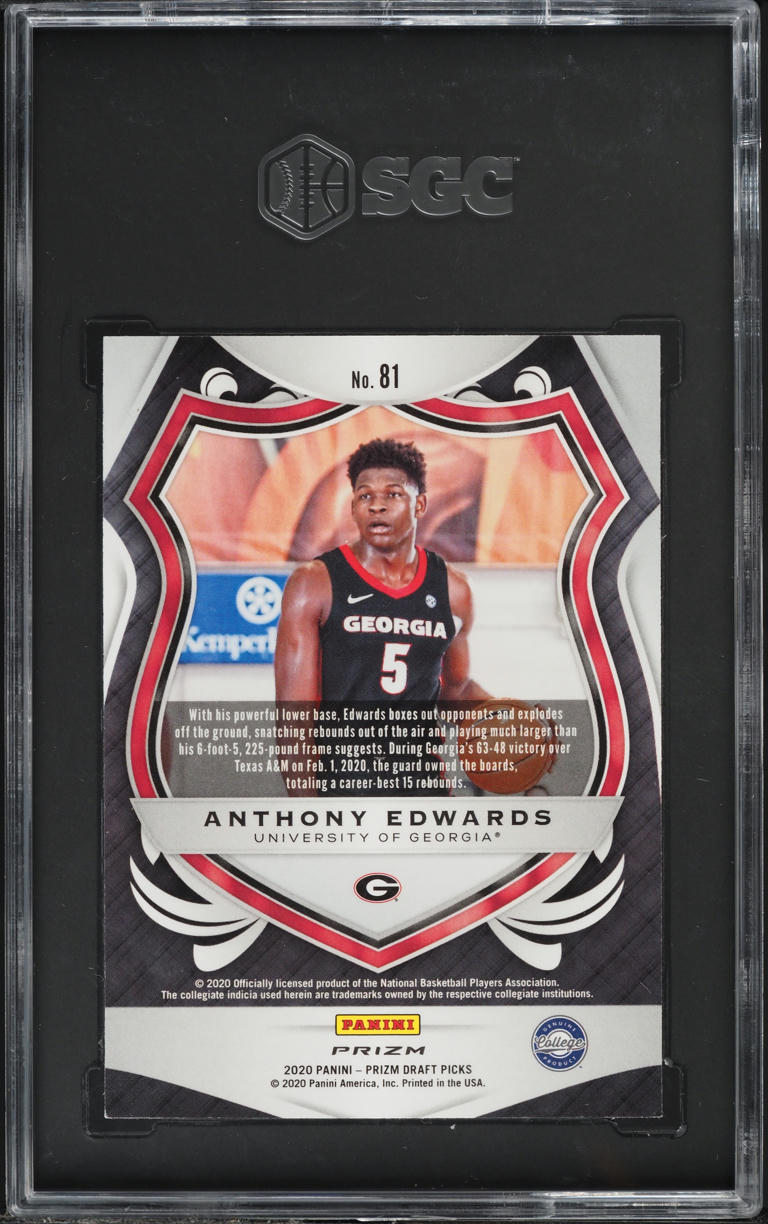 2020 Panini Prizm Draft Crusade Red White Blue Anthony Edwards ROOKIE #81 SGC 10
