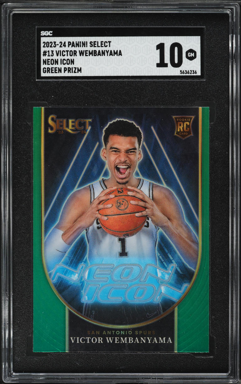 2023 Select Neon Icon Green Prizm Victor Wembanyama ROOKIE #13 SGC
