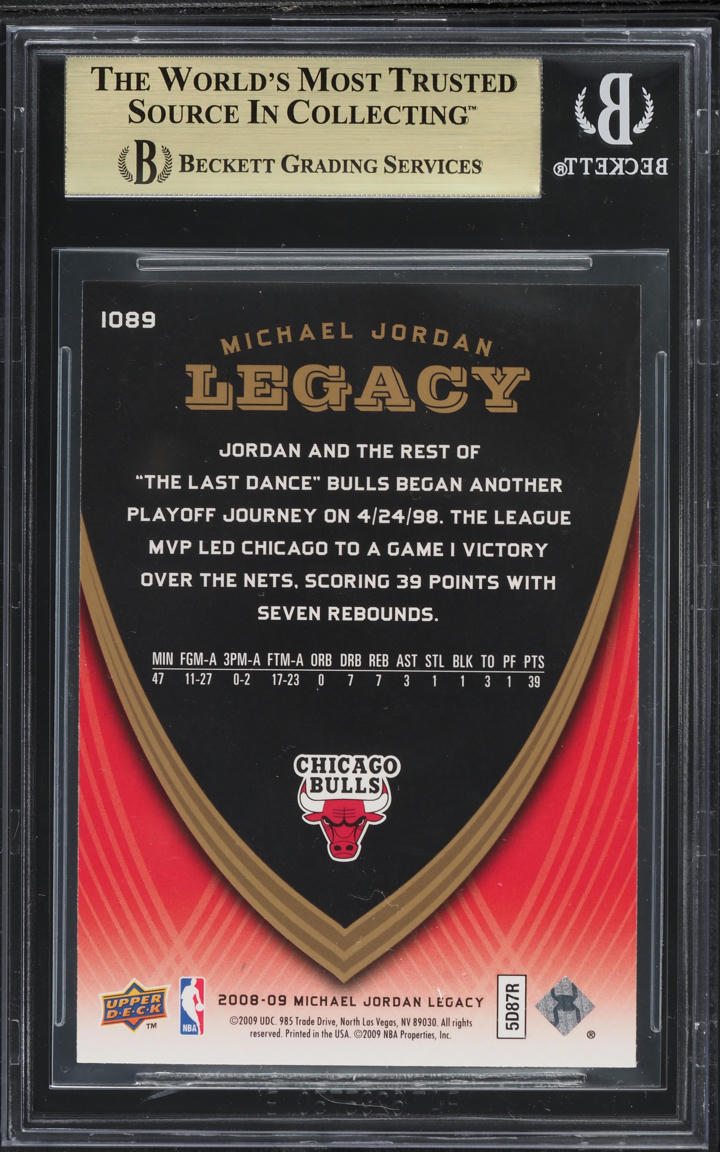 2008 Upper Deck MJ Legacy Collection Michael Jordan #1089 BGS 9.5 GEM MINT