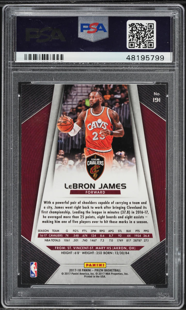 2017 Panini Prizm LeBron James #191 PSA 10 GEM MINT on Fanatics