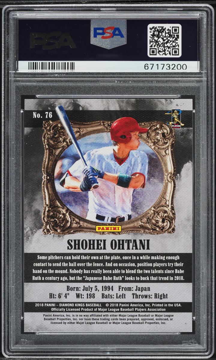 2018 Panini Diamond Kings Name Variation Shohei Ohtani SP ROOKIE #76 PSA 9 MINT