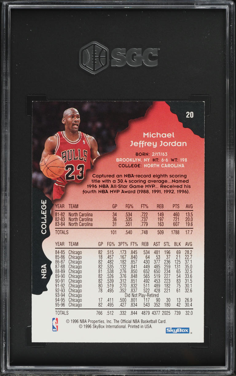 1996 Hoops Michael Jordan #20 SGC 9 MINT