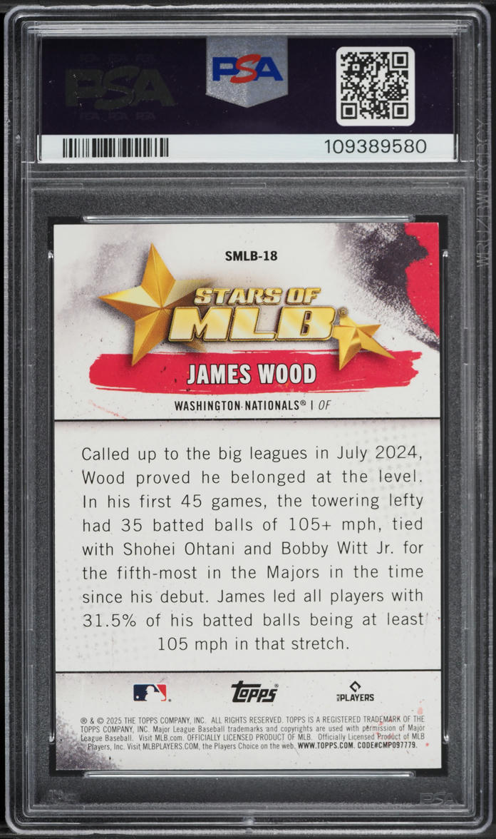2025 Topps Stars Of MLB James Wood ROOKIE #SMLB-18 PSA 9 MINT