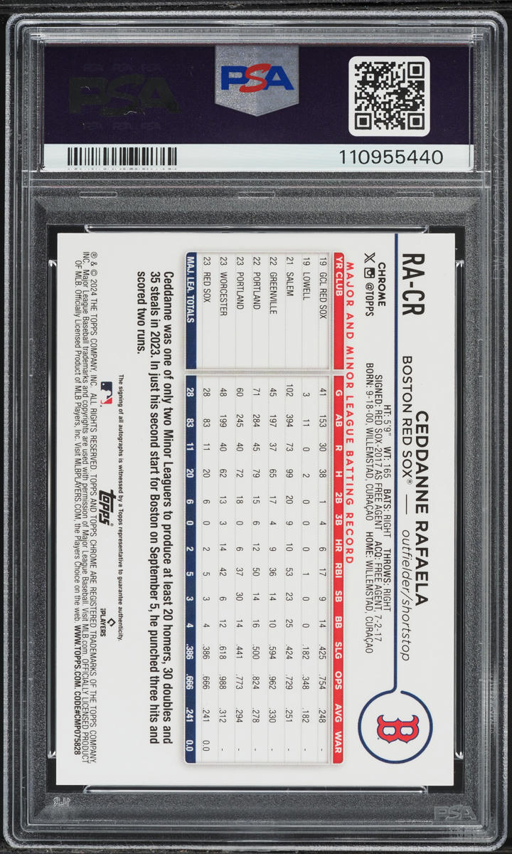 2024 Topps Chrome Ceddanne Rafaela ROOKIE AUTO #RA-CR PSA 9 MINT
