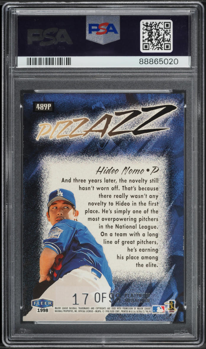 1998 Ultra Platinum Medallion Hideo Nomo /98 #489P PSA 9 MINT