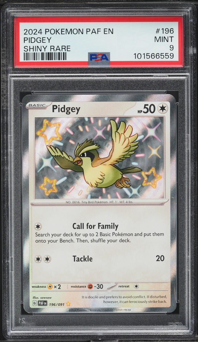 2024 Pokemon Scarlet & Violet Paldean Fates Shiny Pidgey #196 PSA 9 MINT