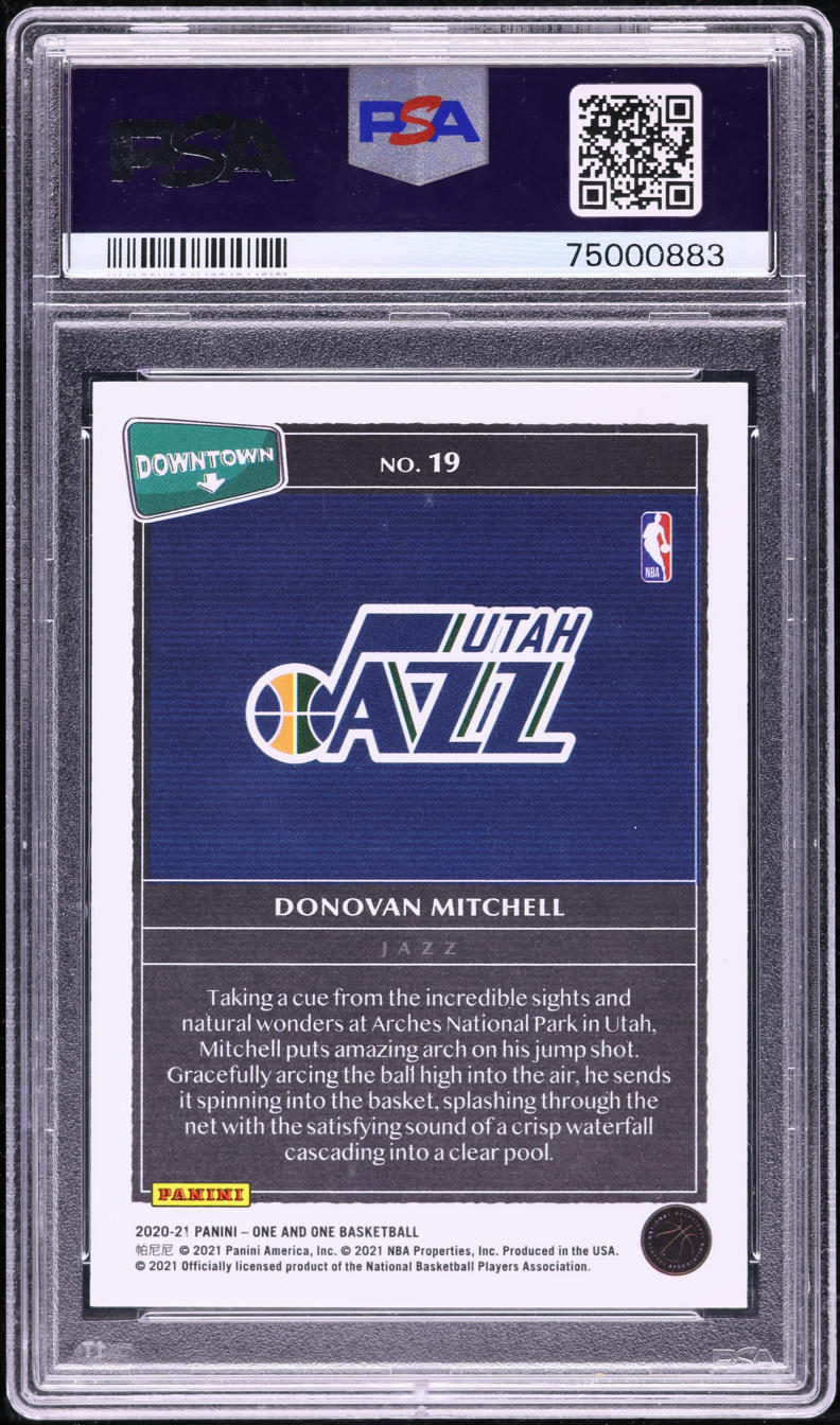 2020 Panini One And One Downtown Donovan Mitchell #19 PSA 9 MINT