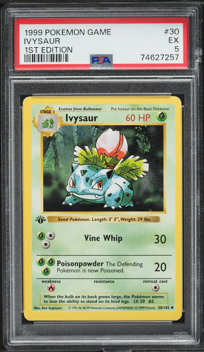 1999 Pokemon Base Set Shadowless 1st Edition Ivysaur #30 PSA 5 EX