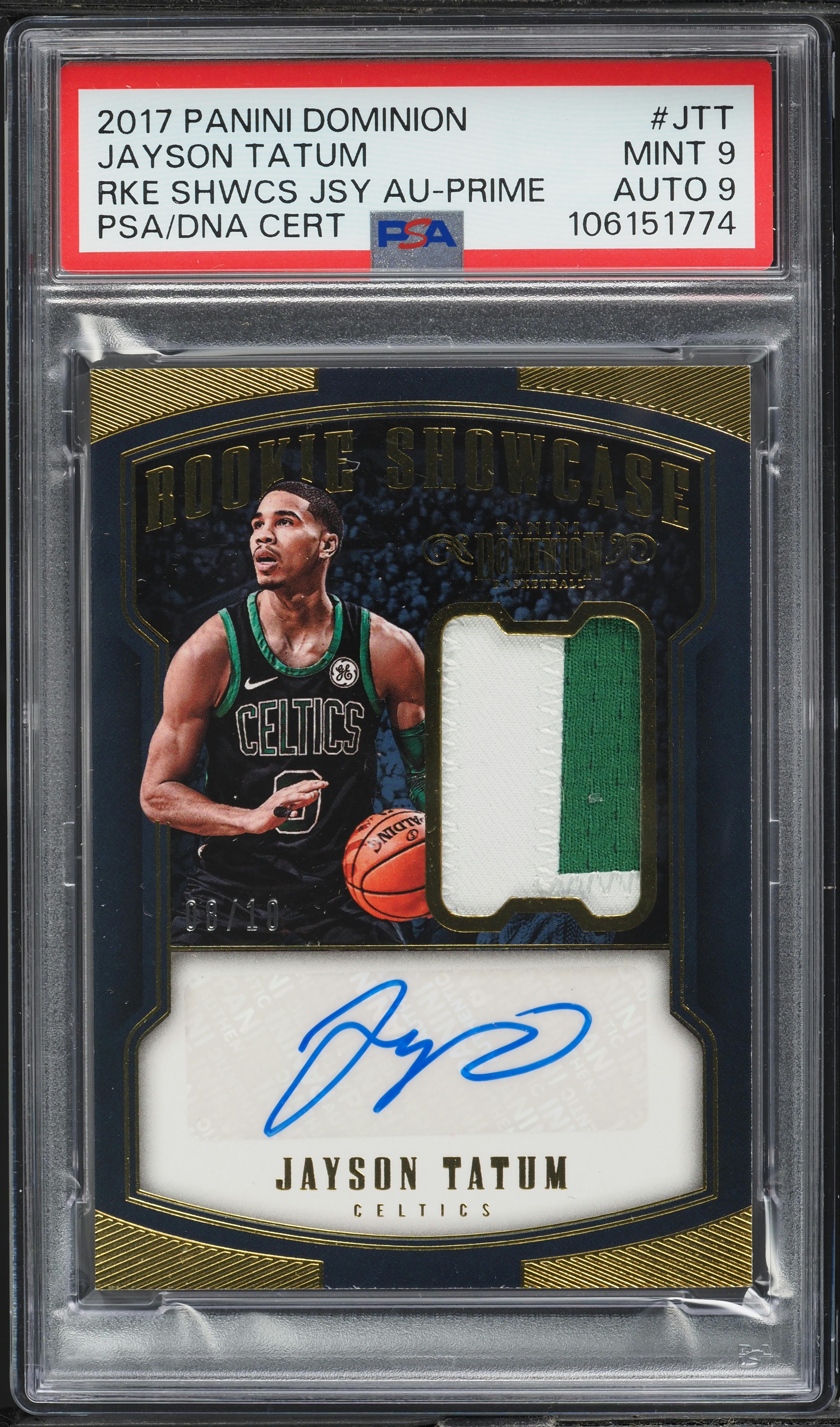 2017 Panini Dominion Showcase Prime Jayson Tatum RC PATCH AUTO DNA