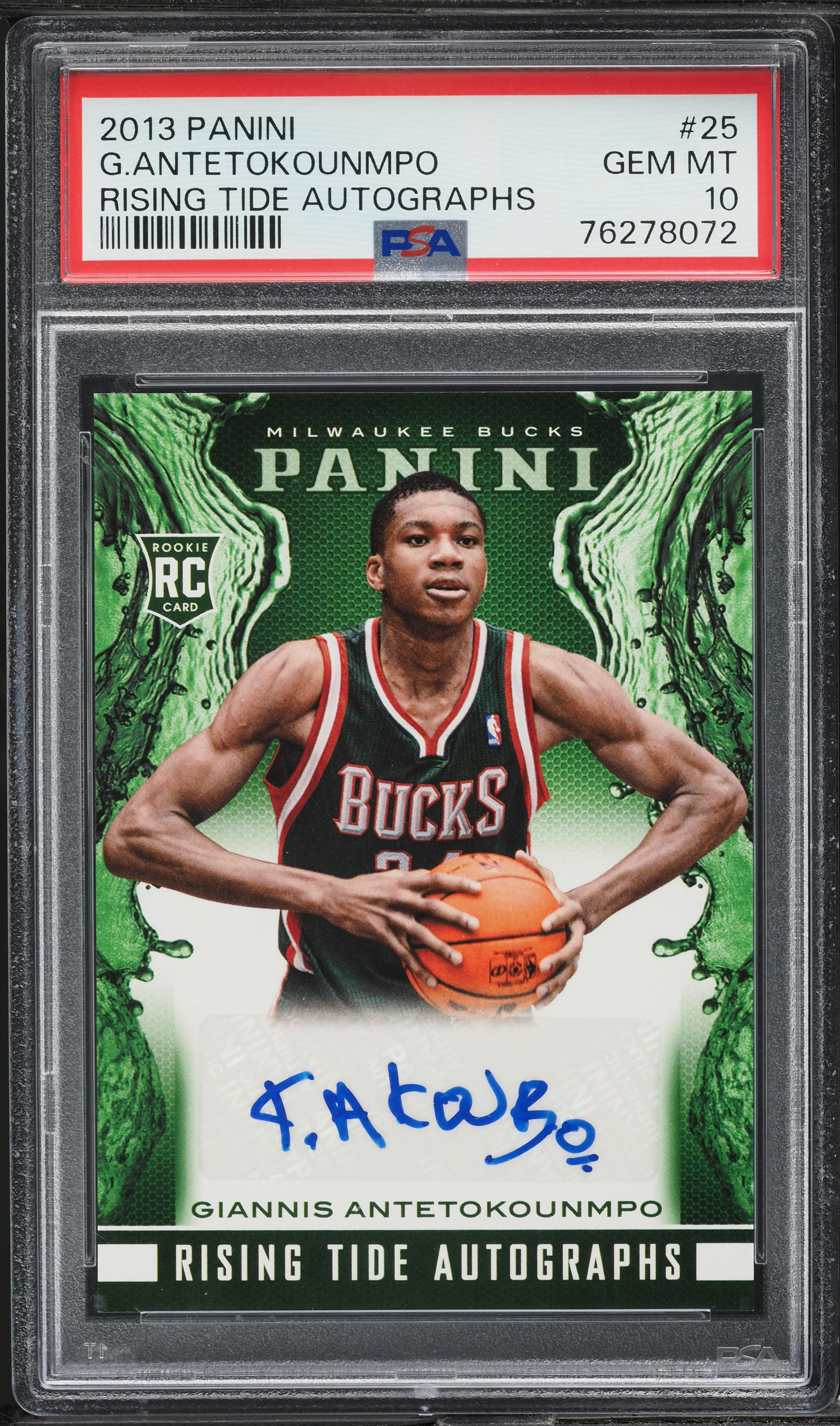 2013 Panini Rising Tide Giannis Antetokounmpo ROOKIE AUTO #25 PSA