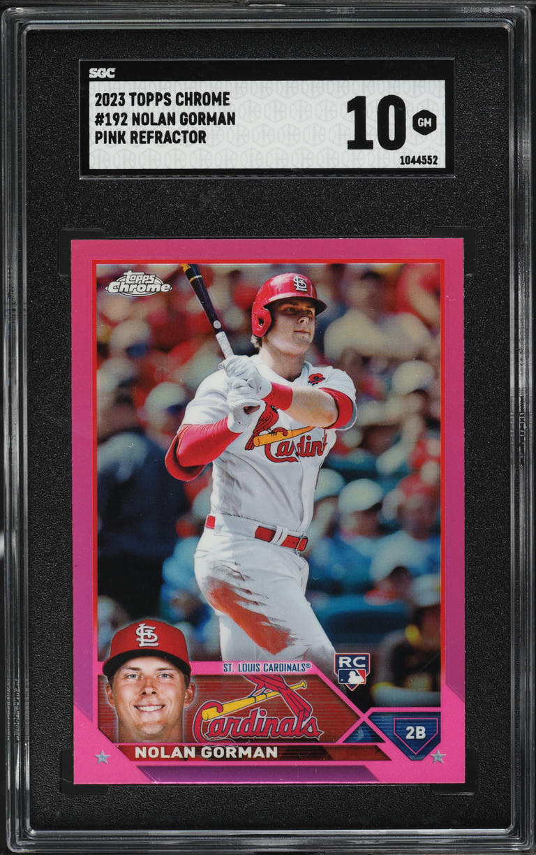 2023 Topps Chrome Pink Refractor Nolan Gorman ROOKIE #192 SGC 10 GEM MINT
