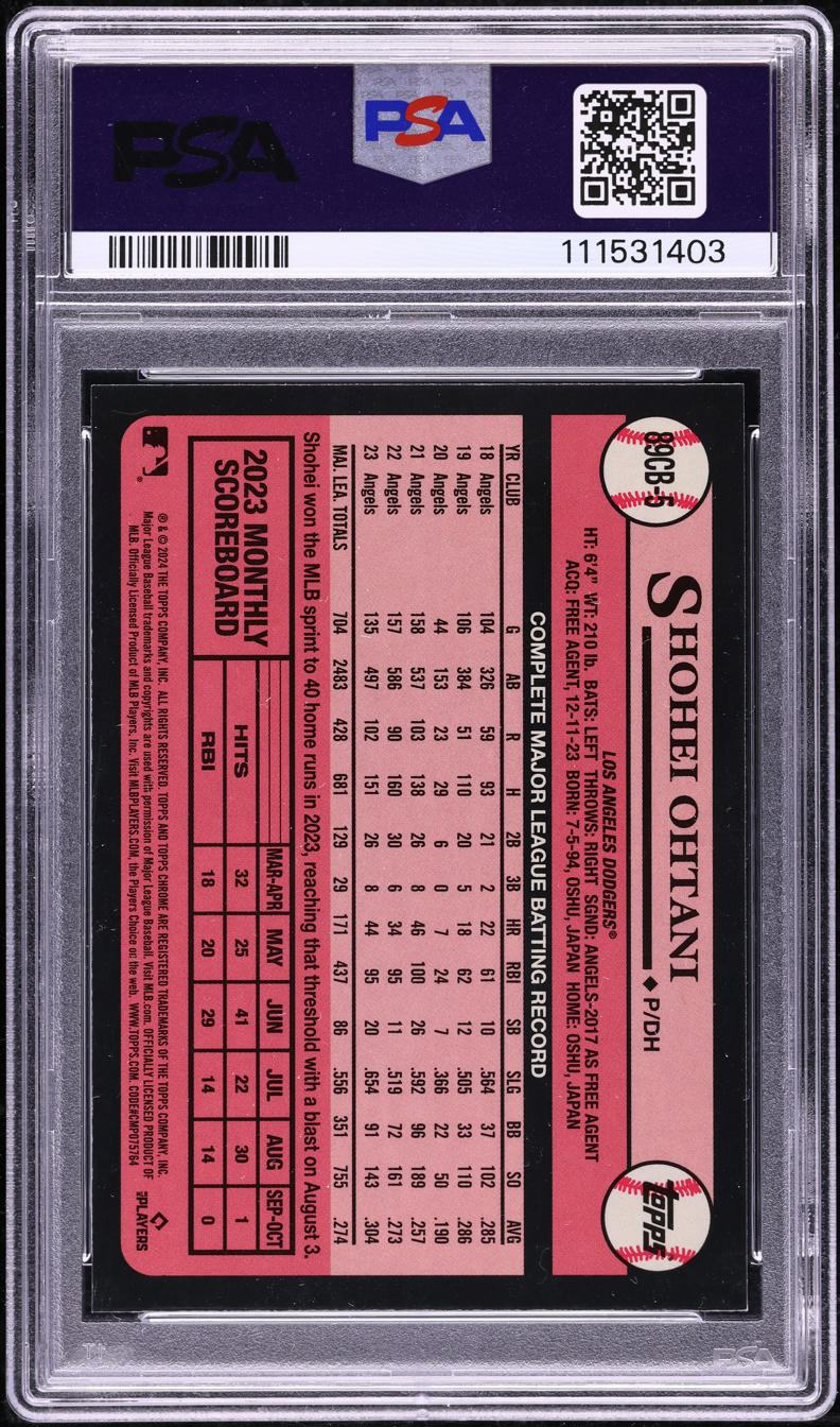 2024 Topps Chrome '89 Orange Refractor Shohei Ohtani /25 #5 PSA 9