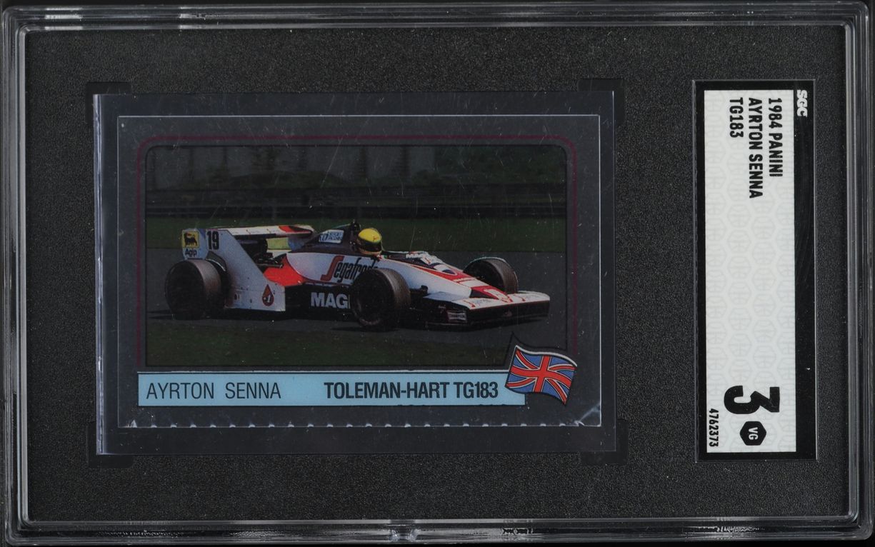 1984 Panini F1 Grand Prix Scratch N' Play Car Ayrton Senna ROOKIE SGC 3 VG