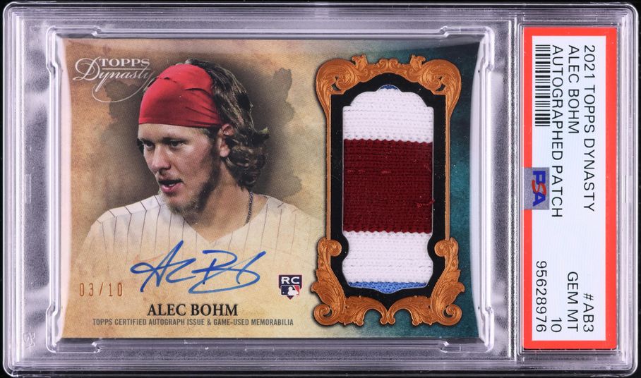 2021 Topps Dynasty Alec Bohm ROOKIE PATCH AUTO /10 #DAP-AB3 PSA 10