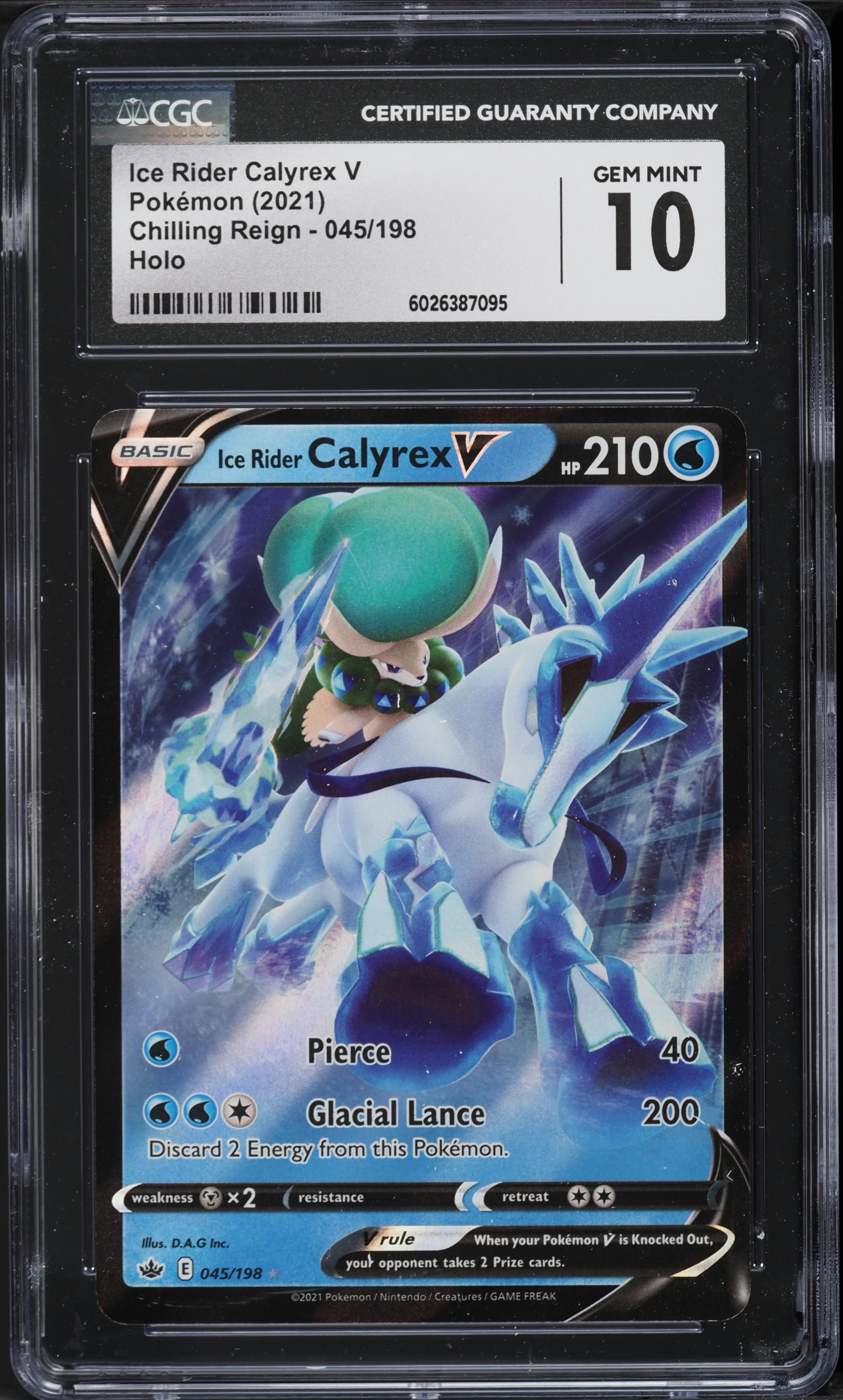 2021 Pokemon SWSH Chilling Reign Ice Rider Calyrex V #45 CGC 10