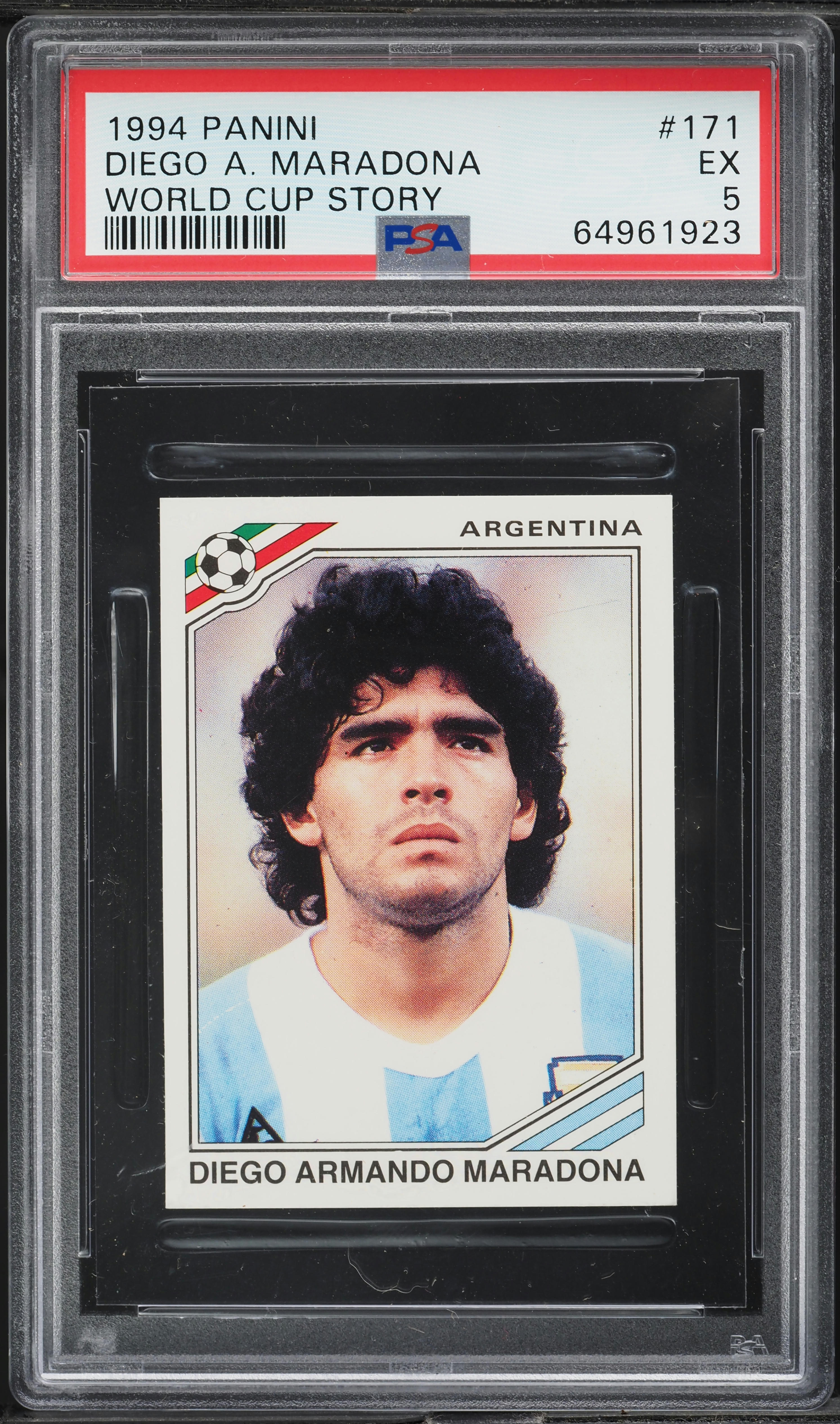 1994 Panini World Cup Story Diego Maradona #171 PSA 5 EX on Fanatics Collect, image size:2986x5061