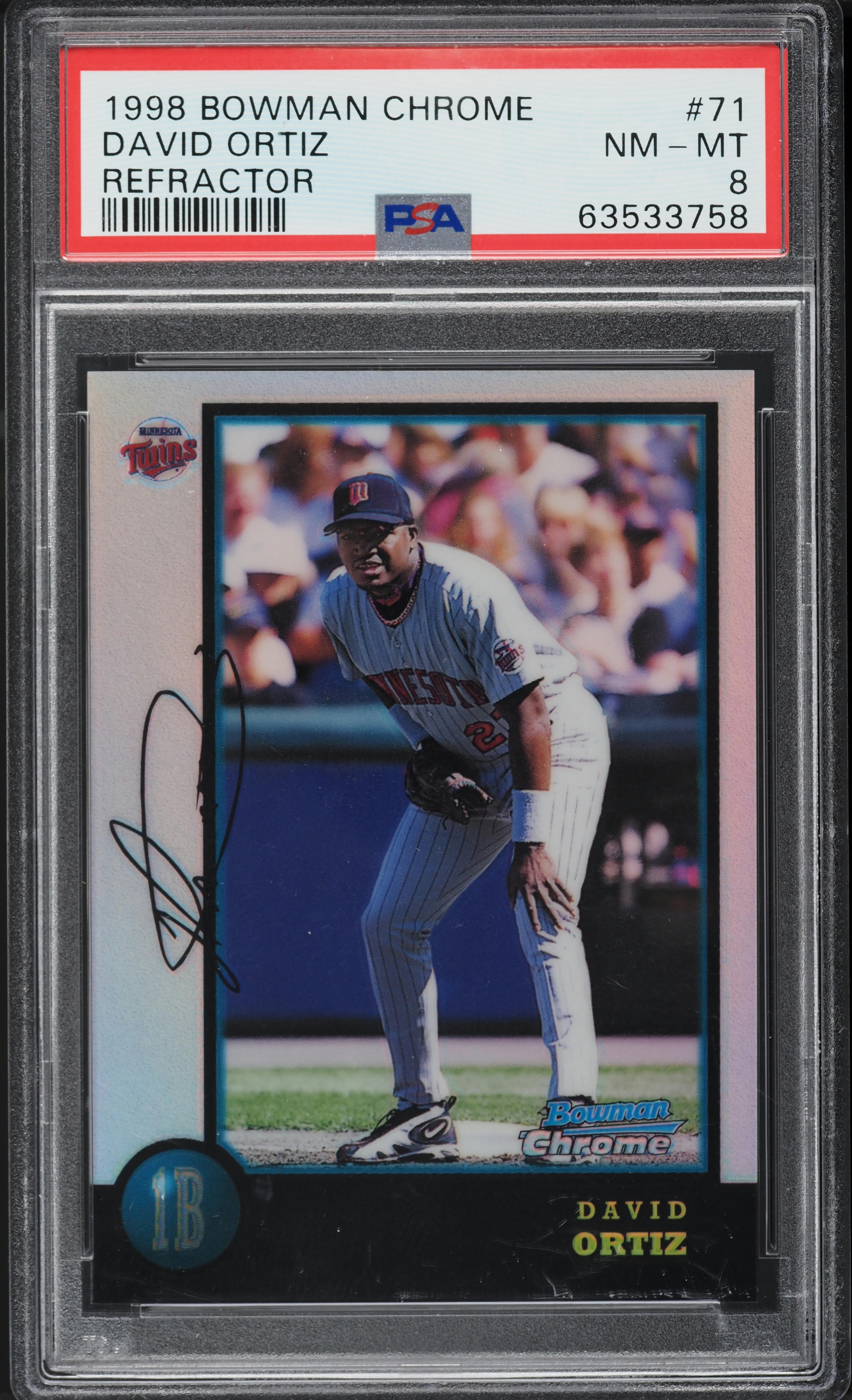 【激レア】メダリスト キャンバスボード 1998 Bowman Chrome Refractor David Ortiz ROOKIE #71 PSA 8 NM-MT on