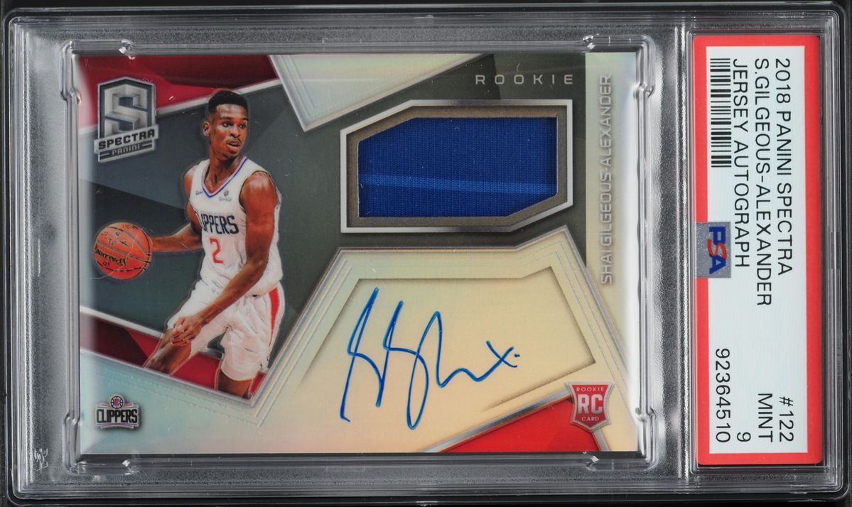 2018 Panini Spectra Shai Gilgeous-Alexander RC PATCH AUTO /299 #122 PSA 9 MINT