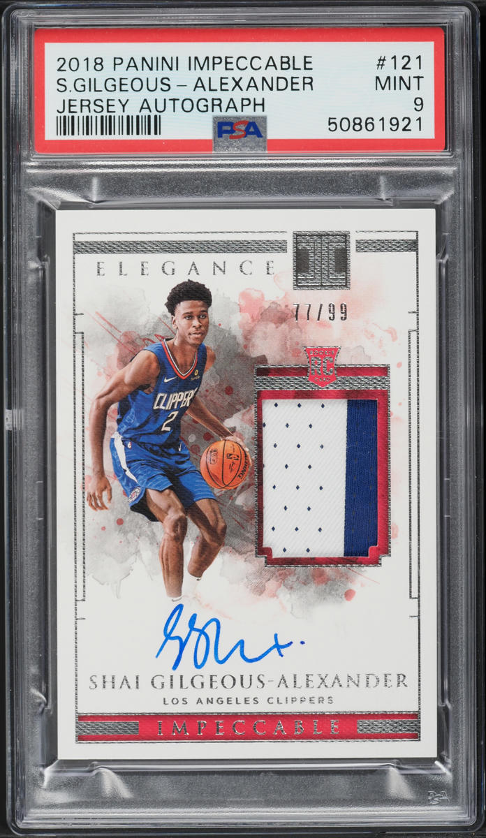 2018 Panini Impeccable Shai Gilgeous-Alexander ROOKIE PATCH AUTO /99 PSA 9 MINT