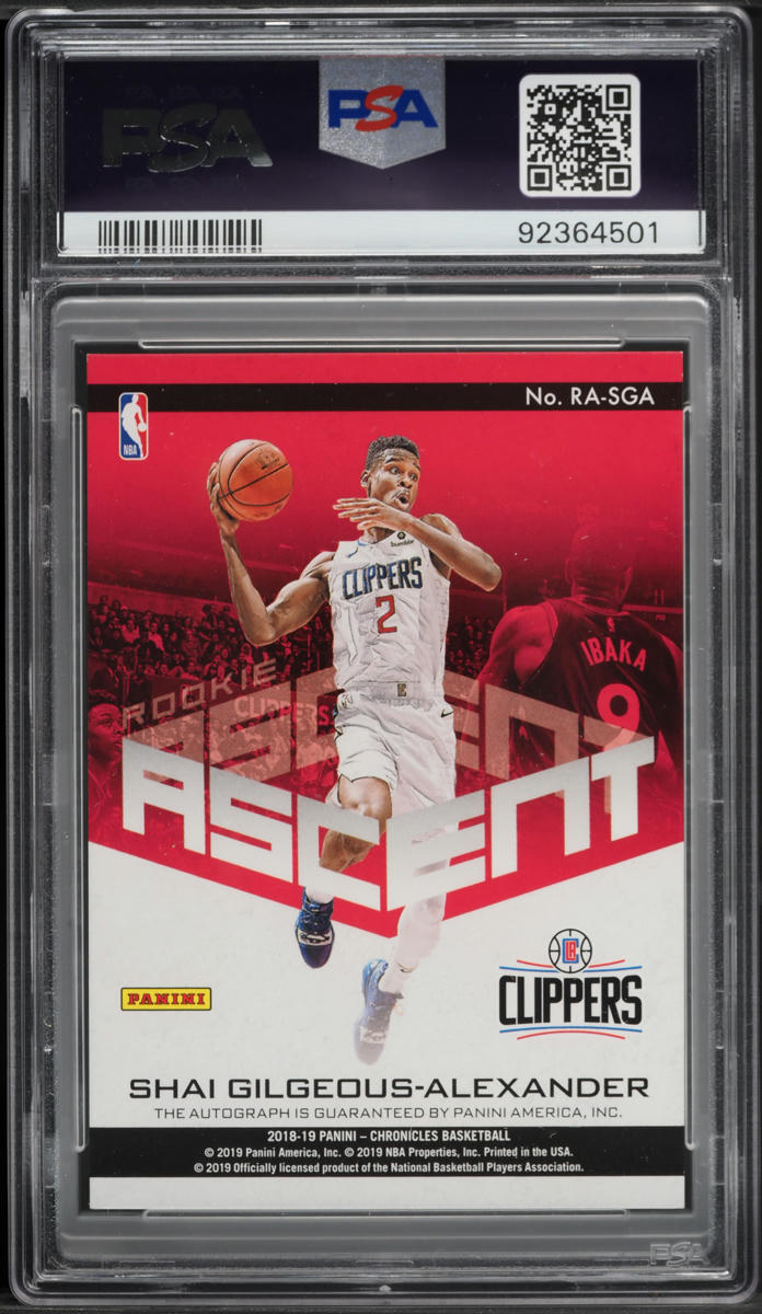 2018 Panini Chronicles Ascent Shai Gilgeous-Alexander ROOKIE AUTO PSA 8.5 NM-MT+