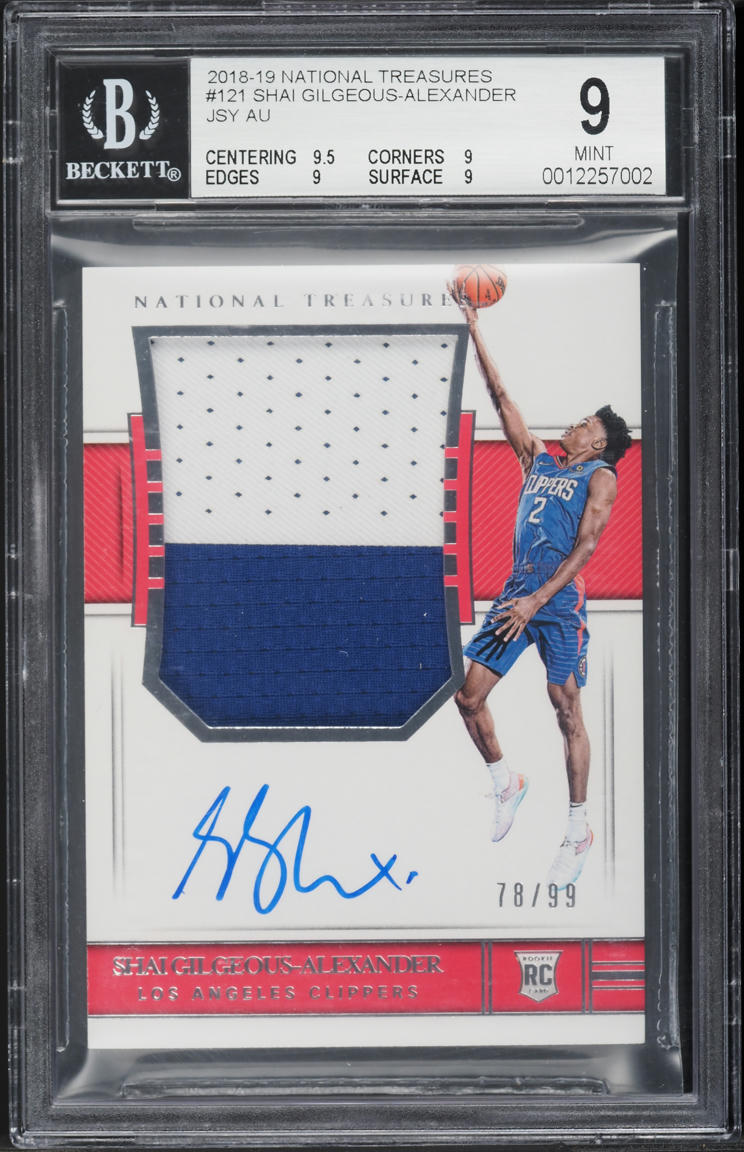 2018 National Treasures Shai Gilgeous-Alexander RC PATCH AUTO /99 #121 BGS 9