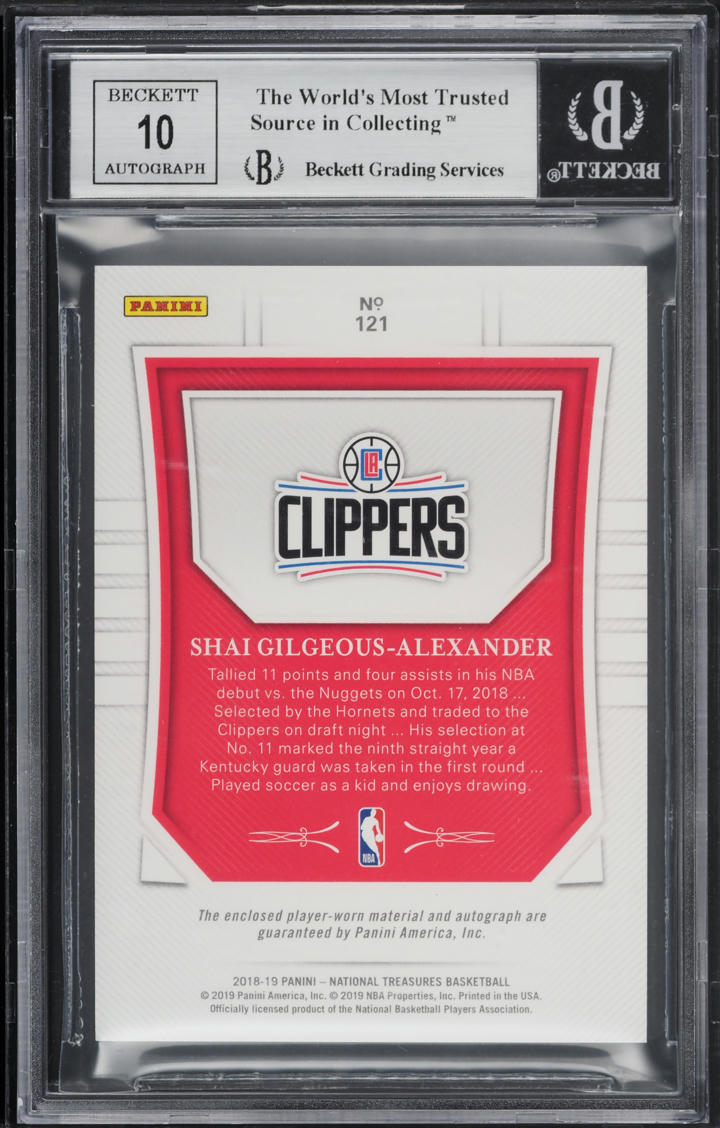 2018 National Treasures Shai Gilgeous-Alexander RC PATCH AUTO /99 #121 BGS 9
