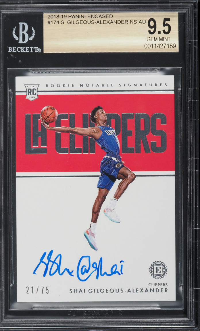 2018 Panini Encased Shai Gilgeous-Alexander ROOKIE AUTO /75 #174 BGS 9.5 GEM