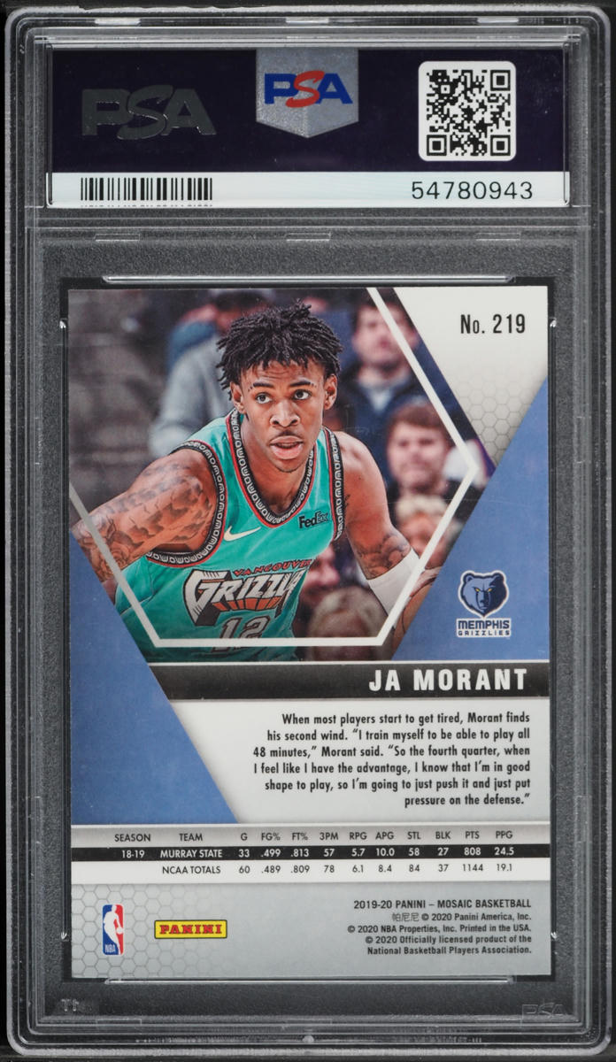 2019 Panini Mosaic Ja Morant ROOKIE #219 PSA 8 NM-MT
