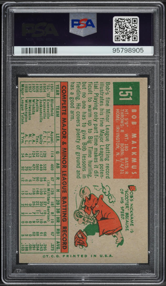 1959 Topps Bob Malkmus #151 PSA 5 EX
