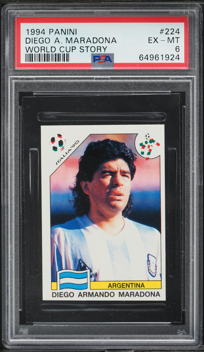 1994 Panini World Cup Story Diego Maradona #224 PSA 6 EXMT on Fanatics  Collect, image size:696x1200