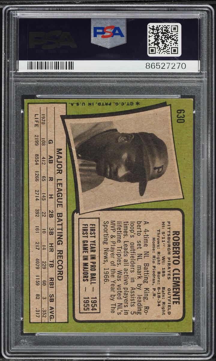 1971 Topps Bob Clemente #630 PSA 4.5 VGEX+