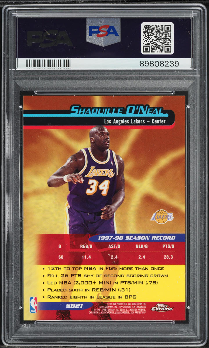 1998 Topps Chrome Season's Best Shaquille O'Neal #SB21 PSA 10 GEM MINT