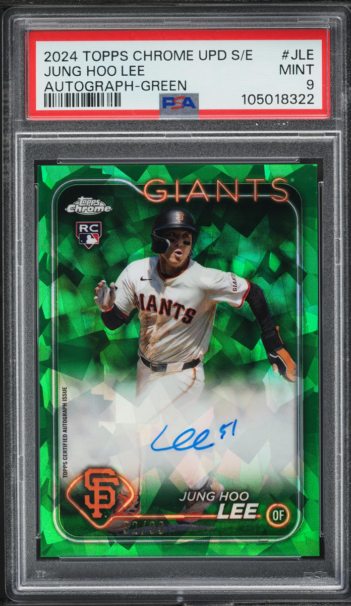 2024 Topps Chrome Sapphire Update Green Jung Hoo Lee ROOKIE AUTO /99 #JLE PSA 9