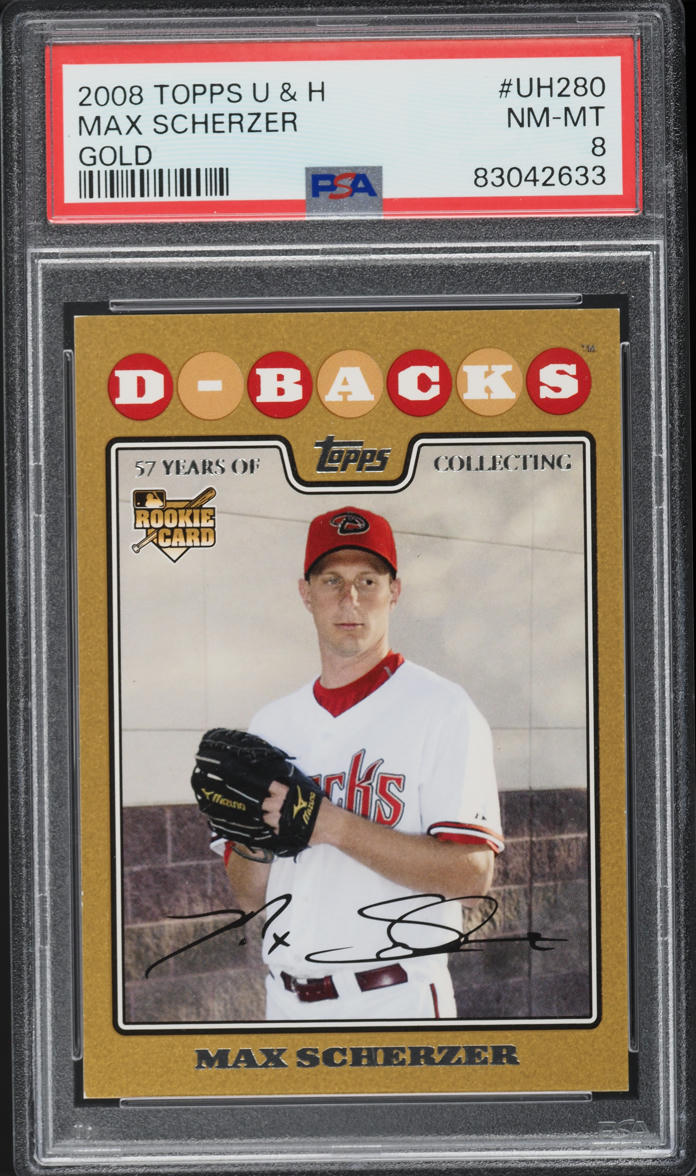 2008 Topps Update & Highlights Gold Max Scherzer ROOKIE /2008 #UH280 PSA 8 NM-MT