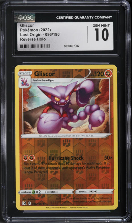 2022 Pokemon Sword & Shield Lost Origin Reverse Holo Gliscor #96 CGC 10 GEM MINT on Fanatics Collect 2022 Pokemon Sword & Shield Lost Origin Reverse Holo Gliscor #96 CGC 10 GEM MINT on Fanatics Collect